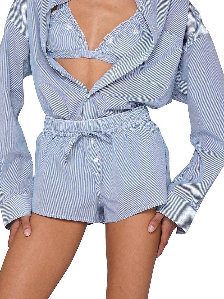 SweetChilling Resort Embroidered Boyfriend Shirt Women&
