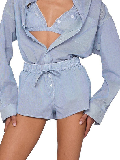 SweetChilling Resort Embroidered Boyfriend Shirt Women&
