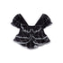 SweetChilling Ruffle Collar Spliced Lace Buttoned Sleeveless Fitted Women&