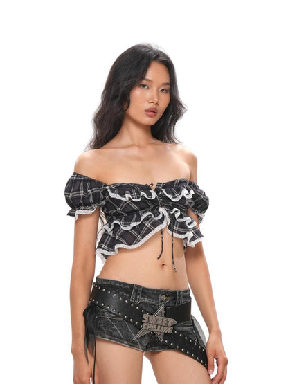 SweetChilling Ruffle Collar Spliced Lace Buttoned Sleeveless Fitted Women&