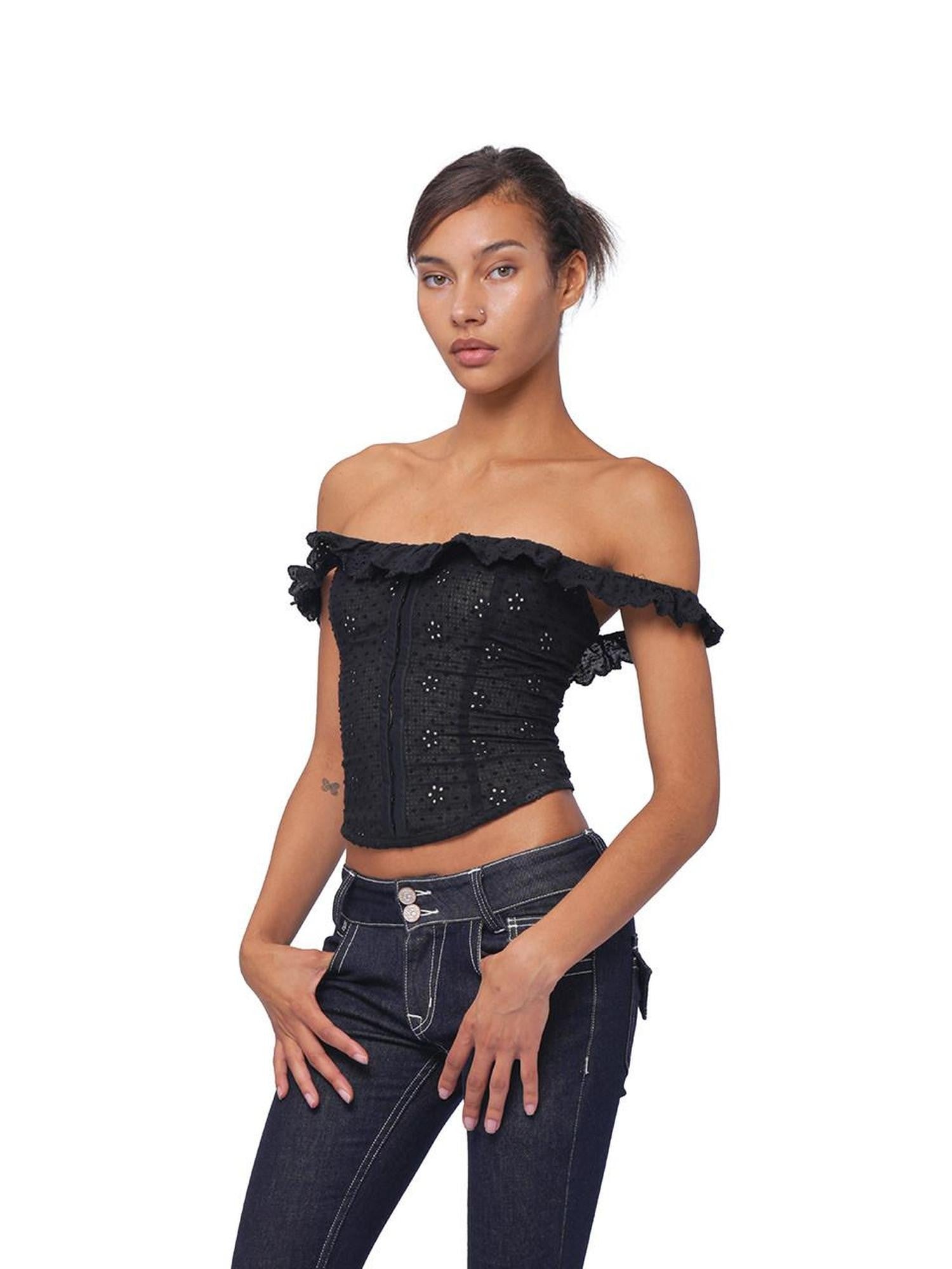 SweetChilling Ruffle Embroidered Cinched Waist Slimming Women&