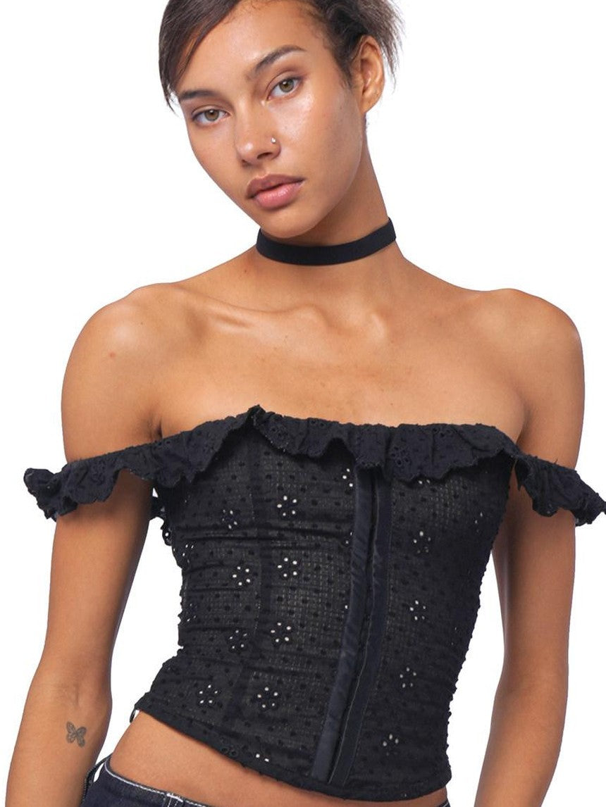 SweetChilling Ruffle Embroidered Cinched Waist Slimming Women&