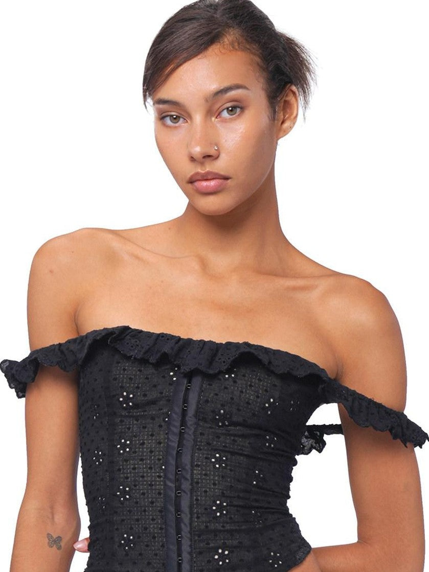 SweetChilling Ruffle Embroidered Cinched Waist Slimming Women&