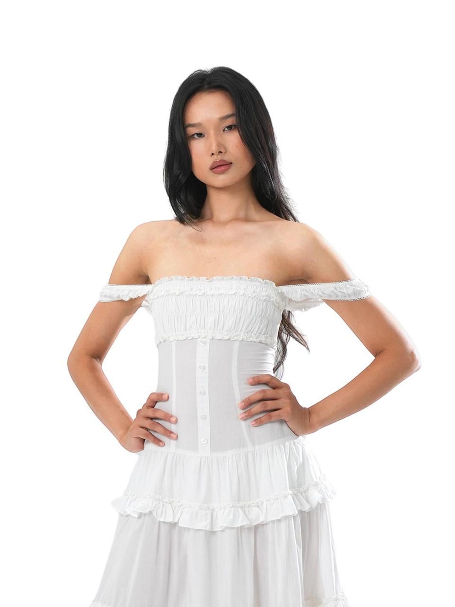 SweetChilling Ruffled Strapless Cinched Waist Women&