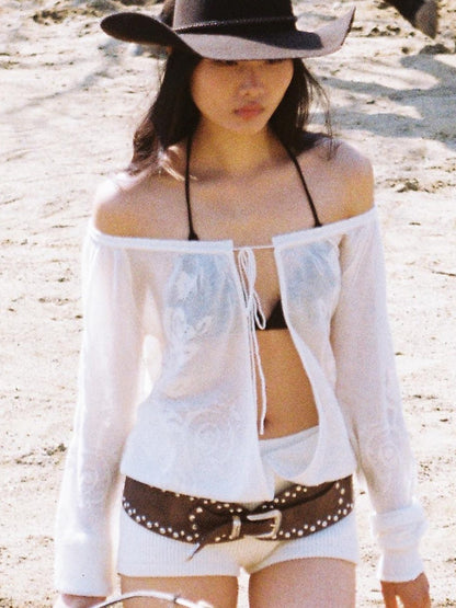 SweetChilling Sheer Jacquard Bohemian Women&