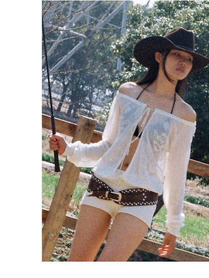 SweetChilling Sheer Jacquard Bohemian Women&