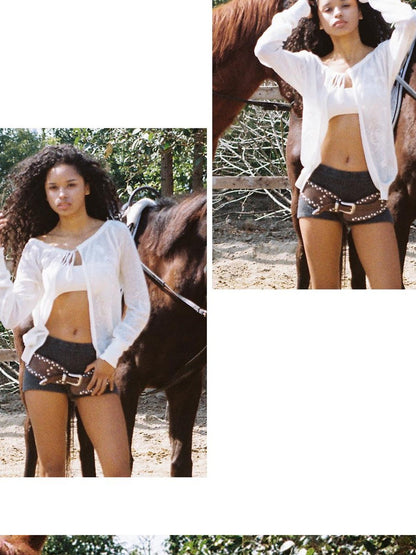 SweetChilling Sheer Jacquard Bohemian Women&