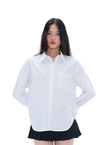 SweetChilling Slim Fit Back Tie Long Sleeve Lapel Collar Cotton Women&