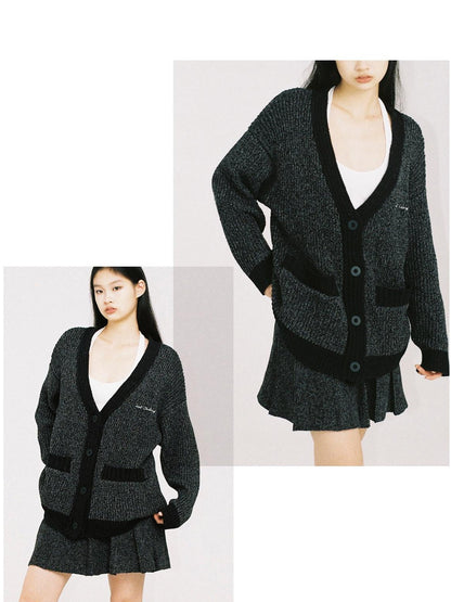 SweetChilling Slimming Colorblock Floral V-neck Cardigan Pleated Women&