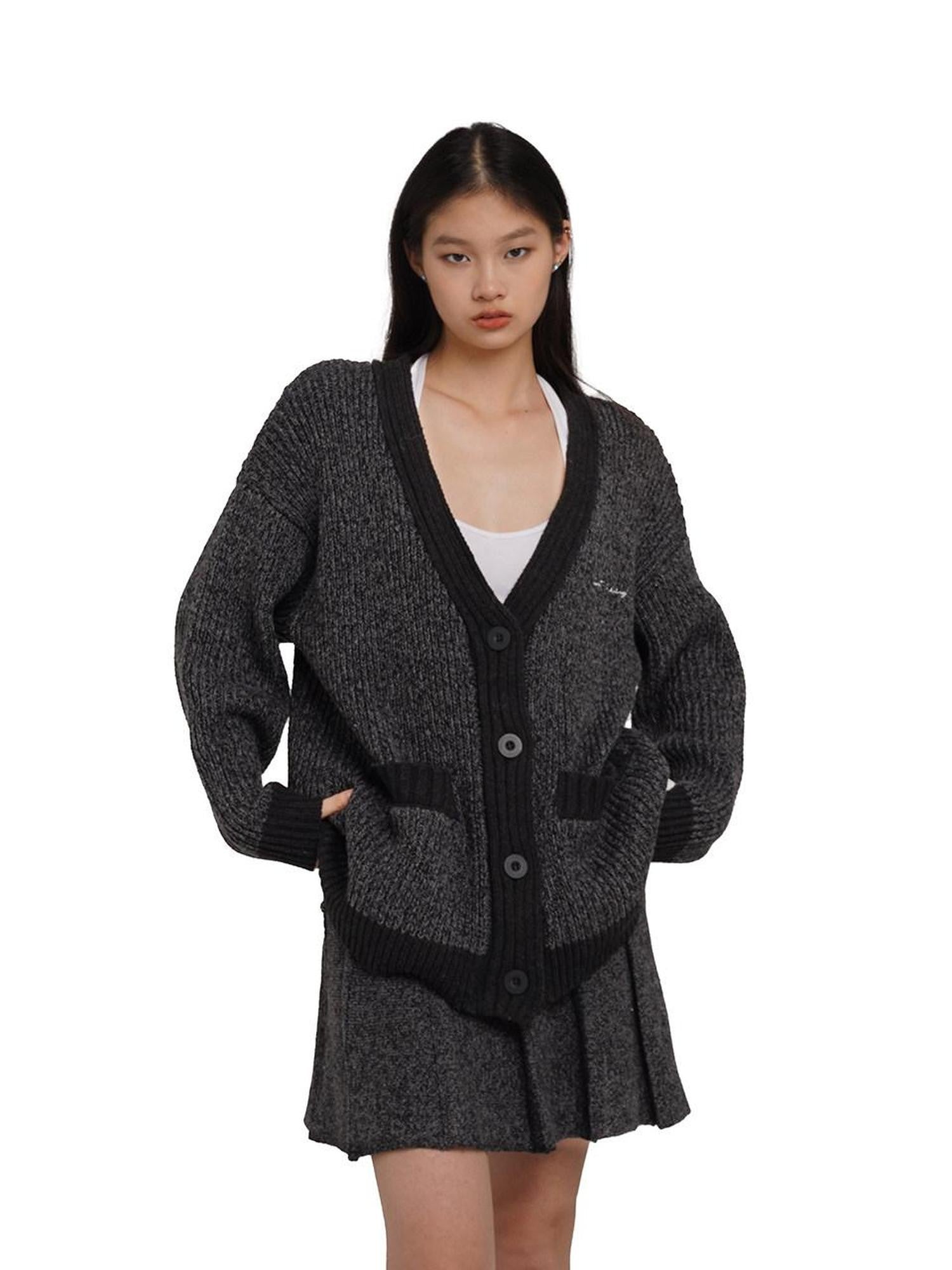 SweetChilling Slimming Colorblock Floral V-neck Cardigan Pleated Women&