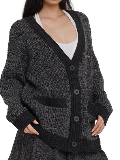 SweetChilling Slimming Colorblock Floral V-neck Cardigan Pleated Women&