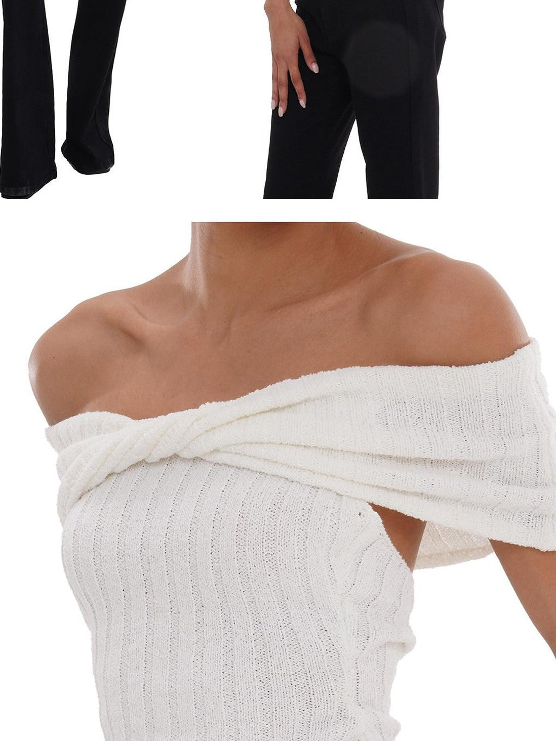 SweetChilling Solid Cropped One Shoulder Bow Knit Women&