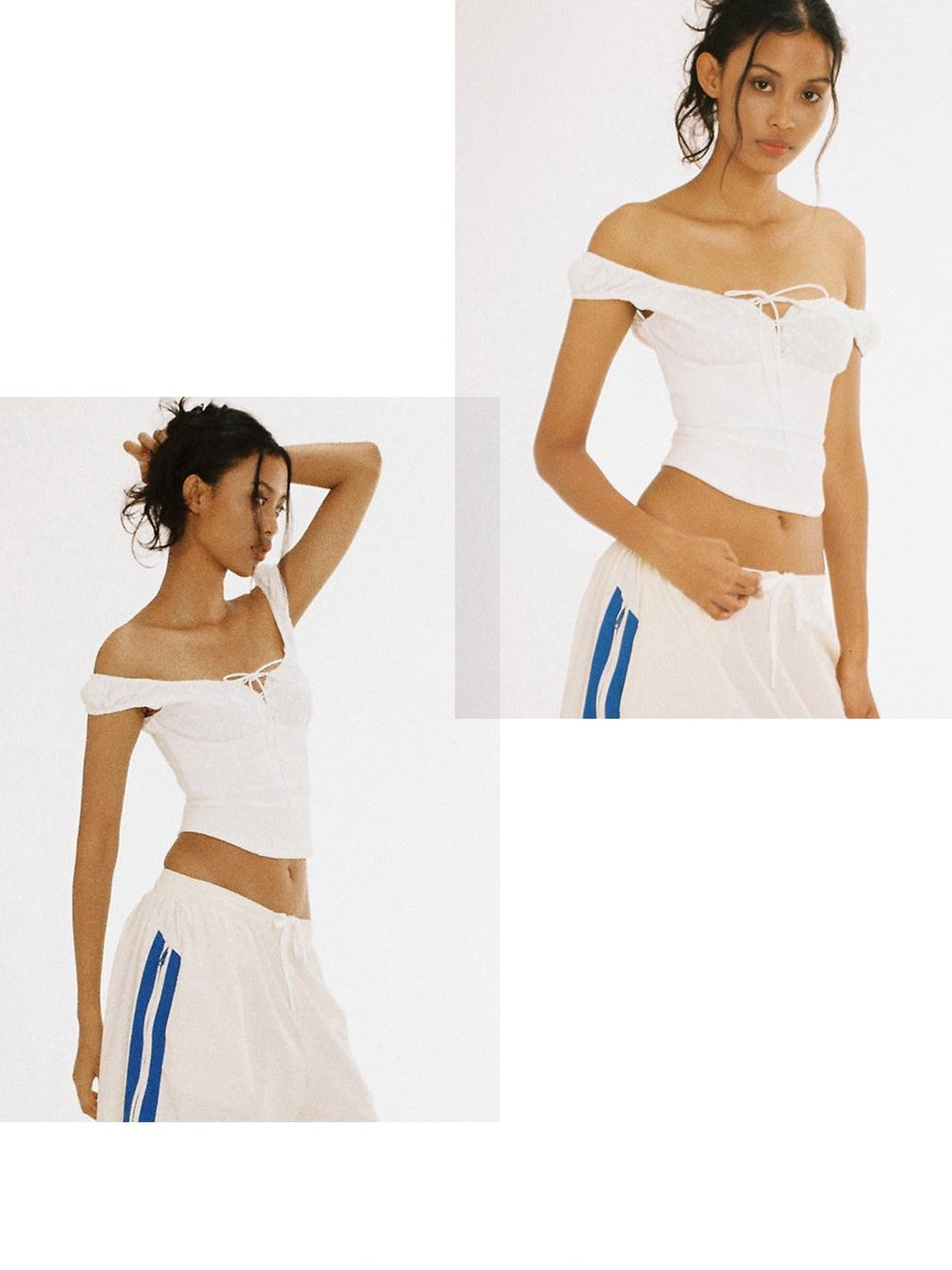 SweetChilling Sporty Spliced Waist Cinch V-neck Printed Cropped Women&