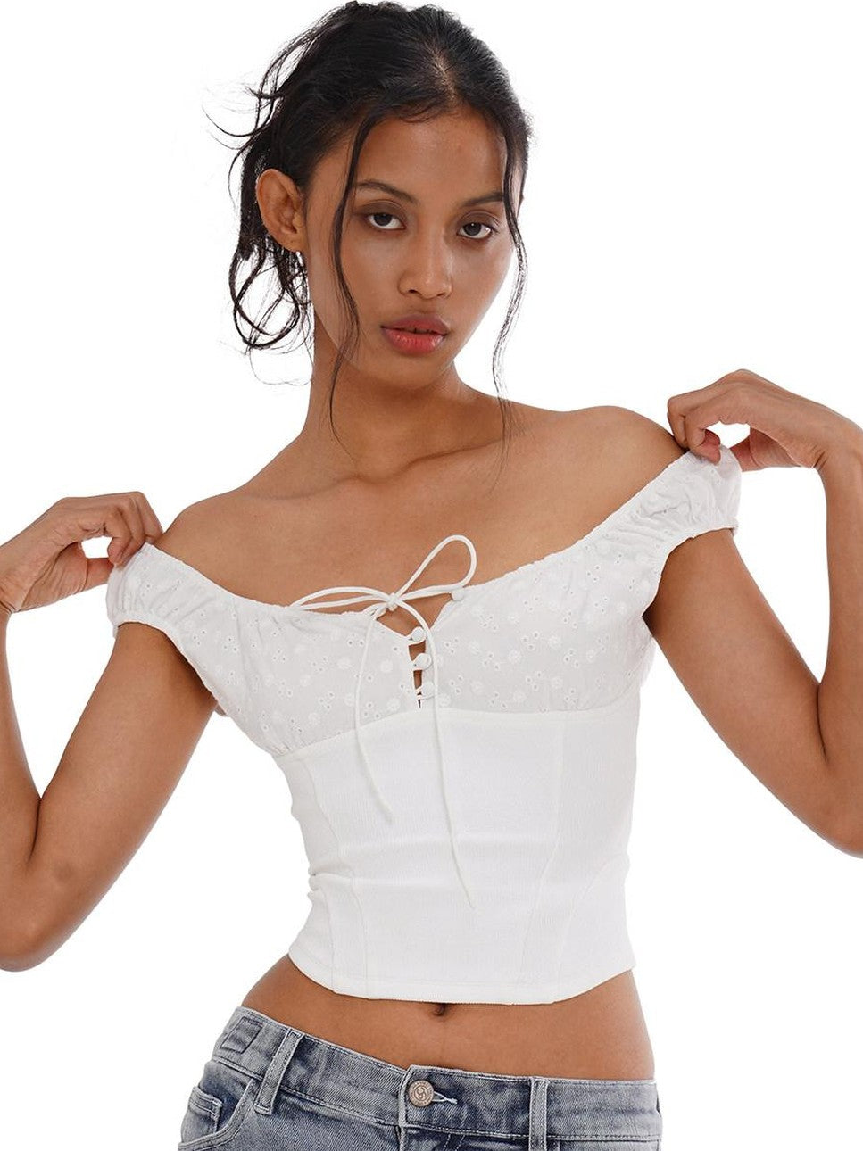 SweetChilling Sporty Spliced Waist Cinch V-neck Printed Cropped Women&