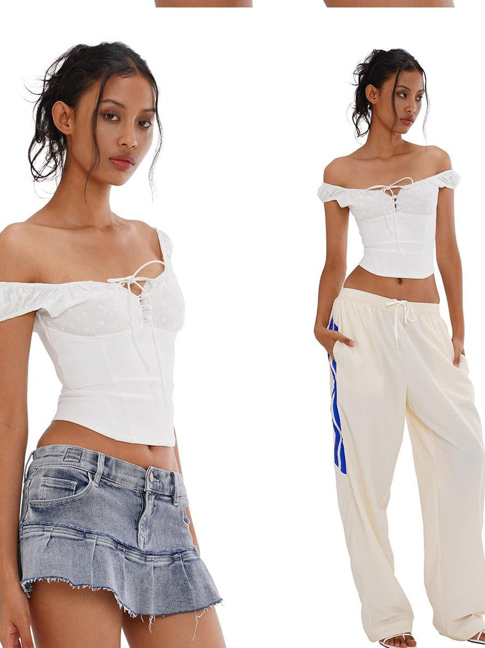 SweetChilling Sporty Spliced Waist Cinch V-neck Printed Cropped Women&
