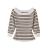 SweetChilling Striped Boat Neck Waist Knit Women&