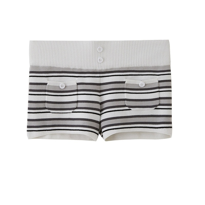 SweetChilling Striped Boat Neck Waist Knit Women&
