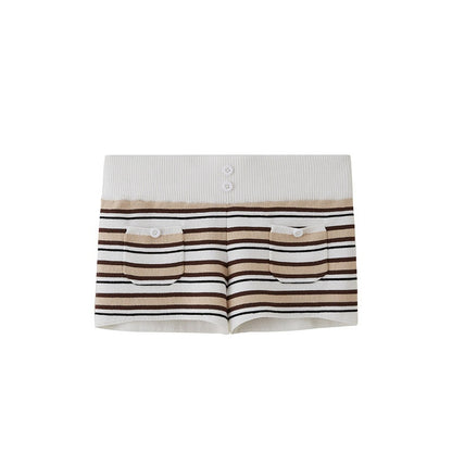 SweetChilling Striped Boat Neck Waist Knit Women&