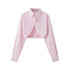 SweetChilling Striped Cropped Shirt Boned Corset Cotton Women&
