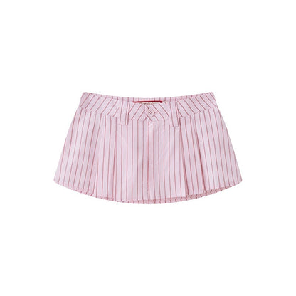 SweetChilling Striped Cropped Shirt Boned Corset Cotton Women&