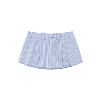 SweetChilling Striped Cropped Shirt Boned Corset Cotton Women&