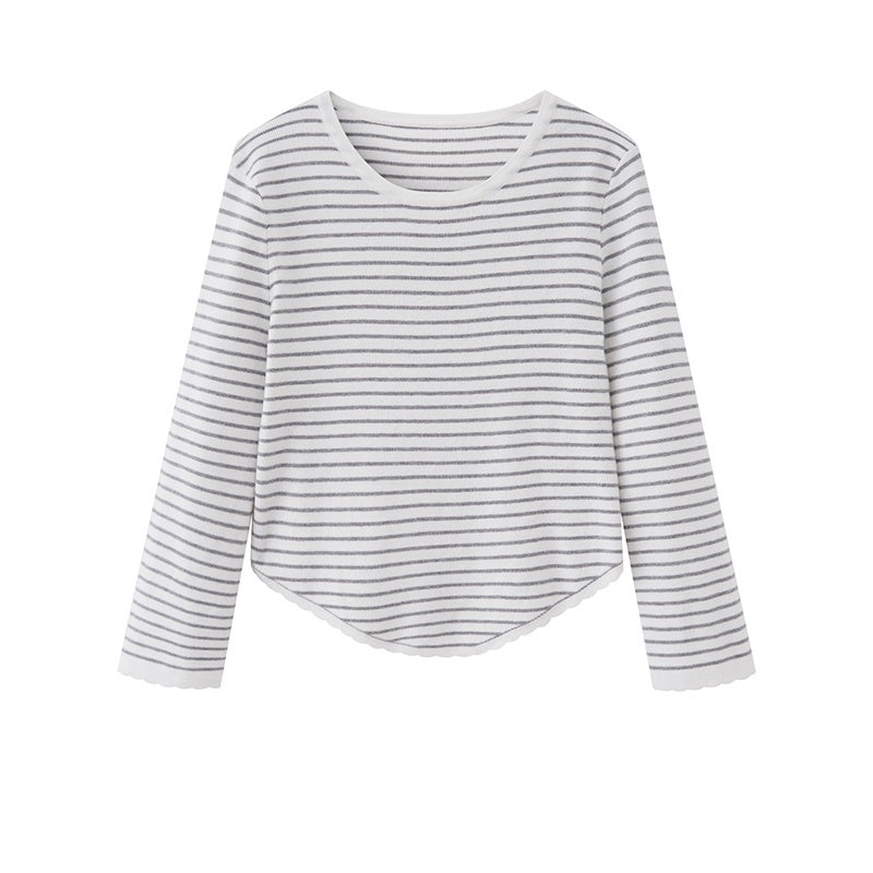 SweetChilling_Striped_Perforated_Jacquard_Round_Hem_Women&