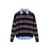 SweetChilling Striped Polo Collar Faux Two Piece Women&
