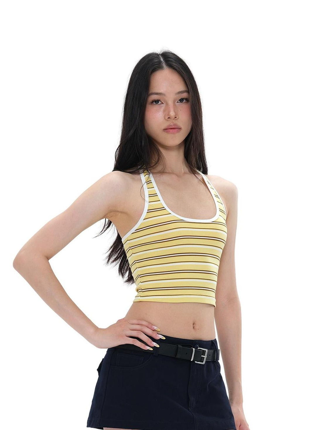 SweetChilling Striped Sporty Slim Fit Halter Neck Women&