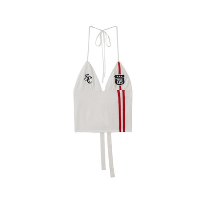 SweetChilling Striped Tie Neck Cropped Sporty Sexy Women&