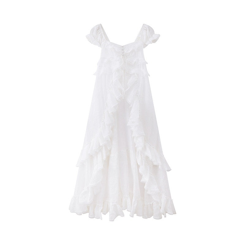 SweetChilling Tiered Lace Ruffle Sleeveless Women&
