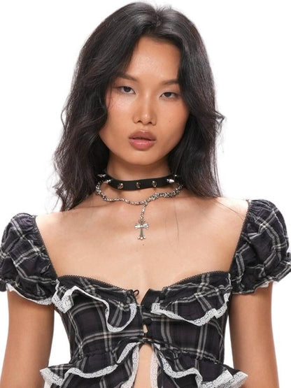 SweetChilling Tiered Lace Ruffle Sleeveless Women&