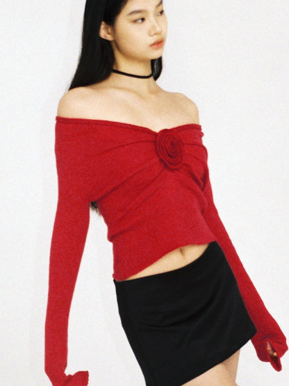 SweetChilling V-neck Front Pleated Rose Embellishment Women&