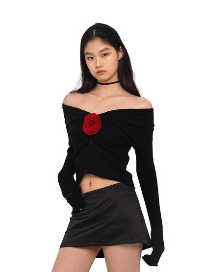 SweetChilling V-neck Front Pleated Rose Embellishment Women&