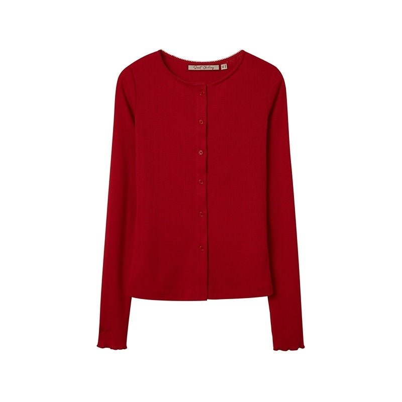SweetChilling_V-neck_Long_Sleeve_Solid_Color_Women&