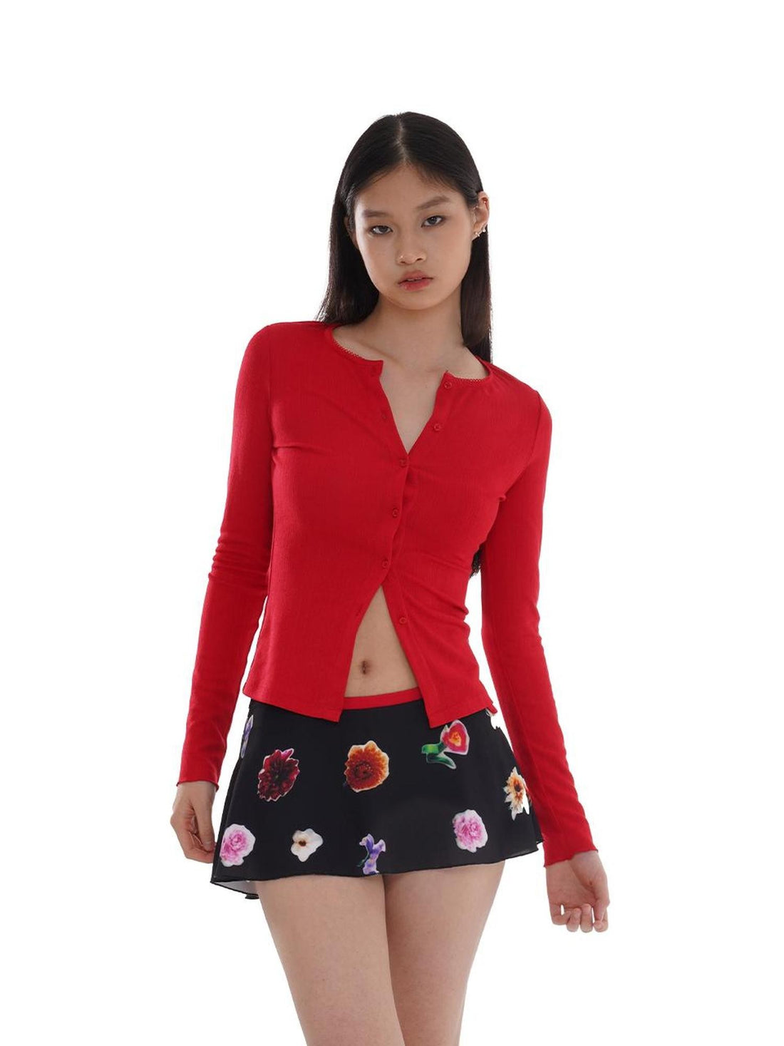 SweetChilling V-neck Long Sleeve Solid Color Women&