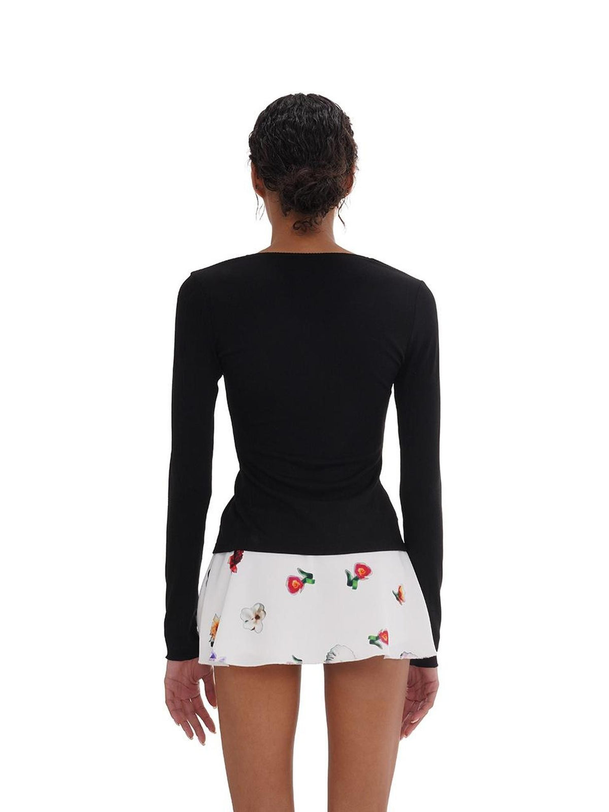 SweetChilling V-neck Long Sleeve Solid Color Women&