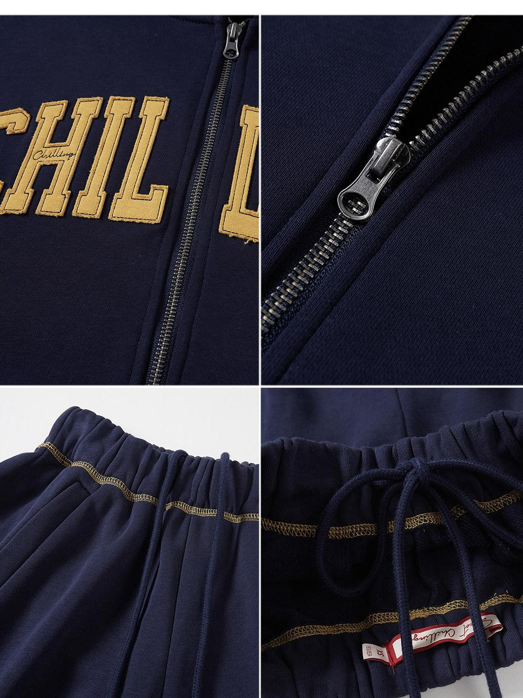 SweetChilling Varsity Letter Logo Applique Hooded Zip Women&