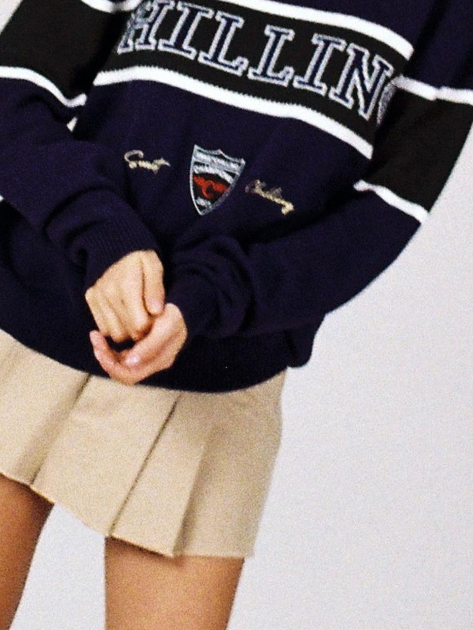 SweetChilling Vintage Preppy Letter Jacquard Embroidered Badge Women&
