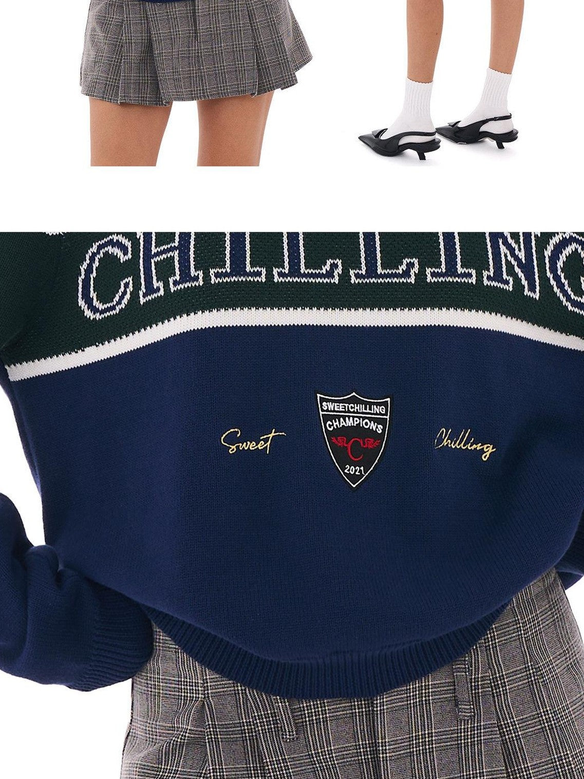 SweetChilling Vintage Preppy Letter Jacquard Embroidered Badge Women&