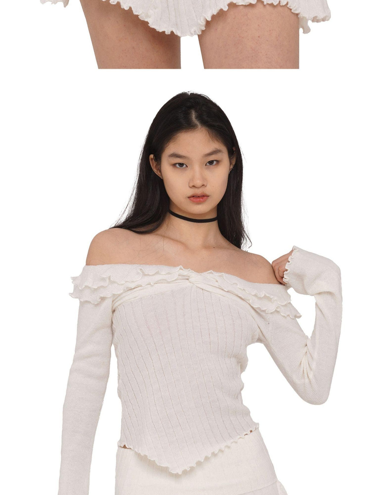 SweetChilling Wavy Off Shoulder Acrylic Blend Women&