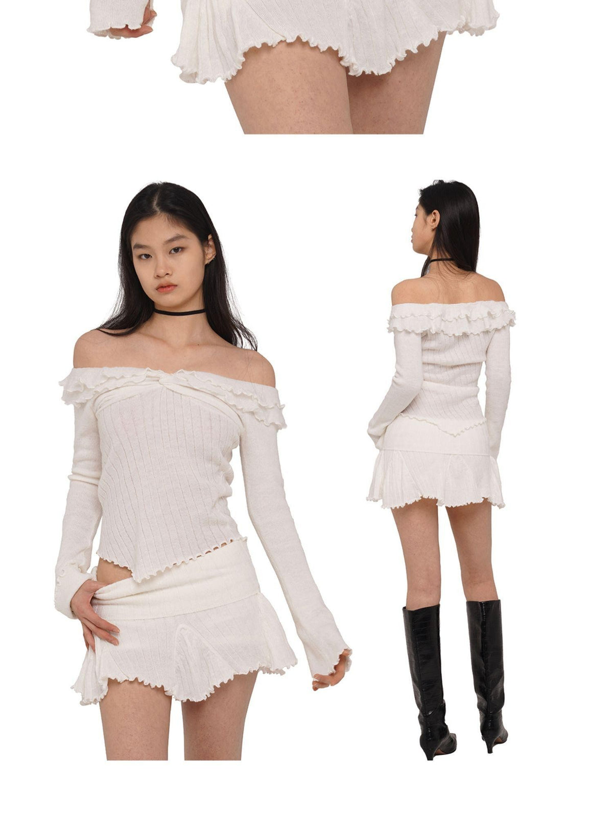 SweetChilling Wavy Off Shoulder Acrylic Blend Women&