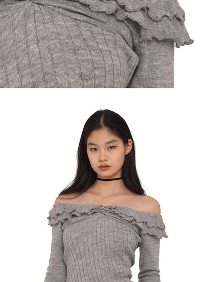 SweetChilling Wavy Off Shoulder Acrylic Blend Women&