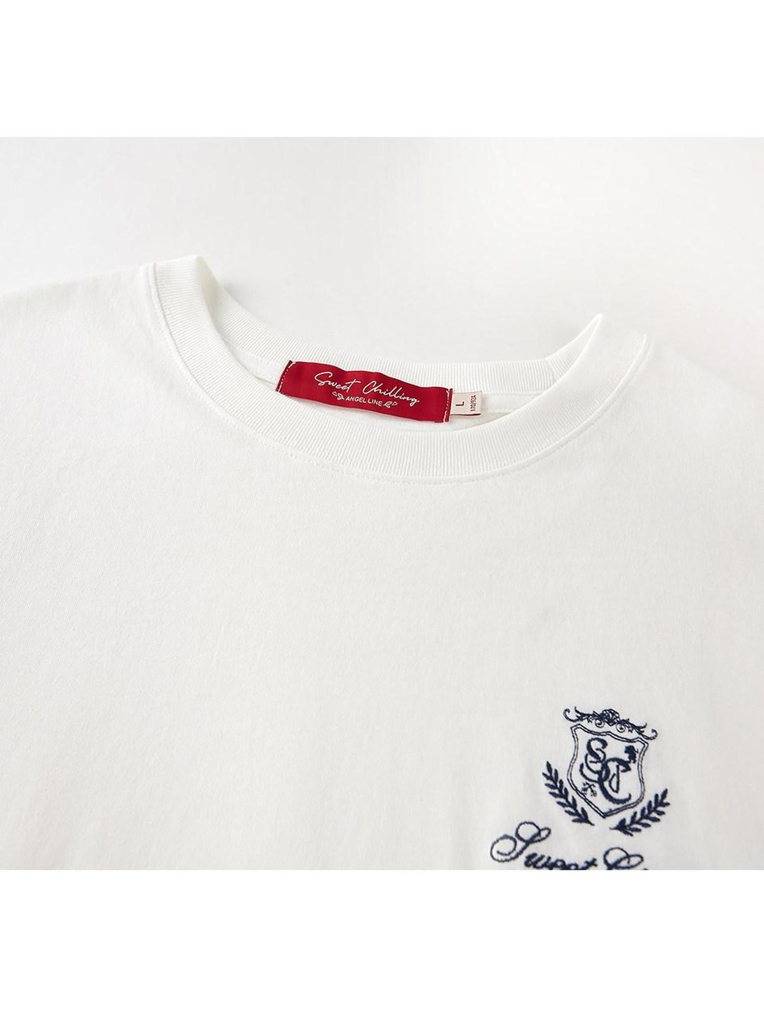 SweetChilling White Embroidered Letter Logo Women&