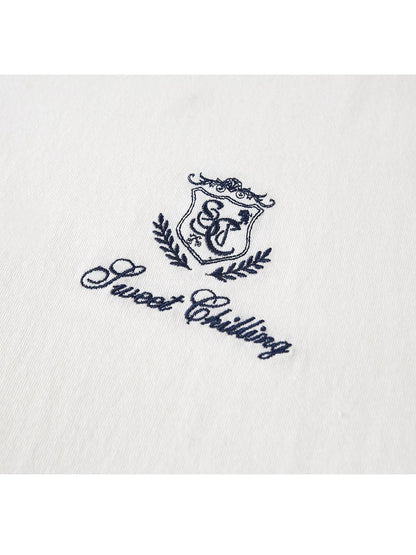 SweetChilling White Embroidered Letter Logo Women&