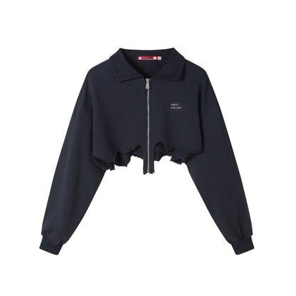 SweetChilling_Zip_Cropped_Hoodie_Elastic_Waist_Women&