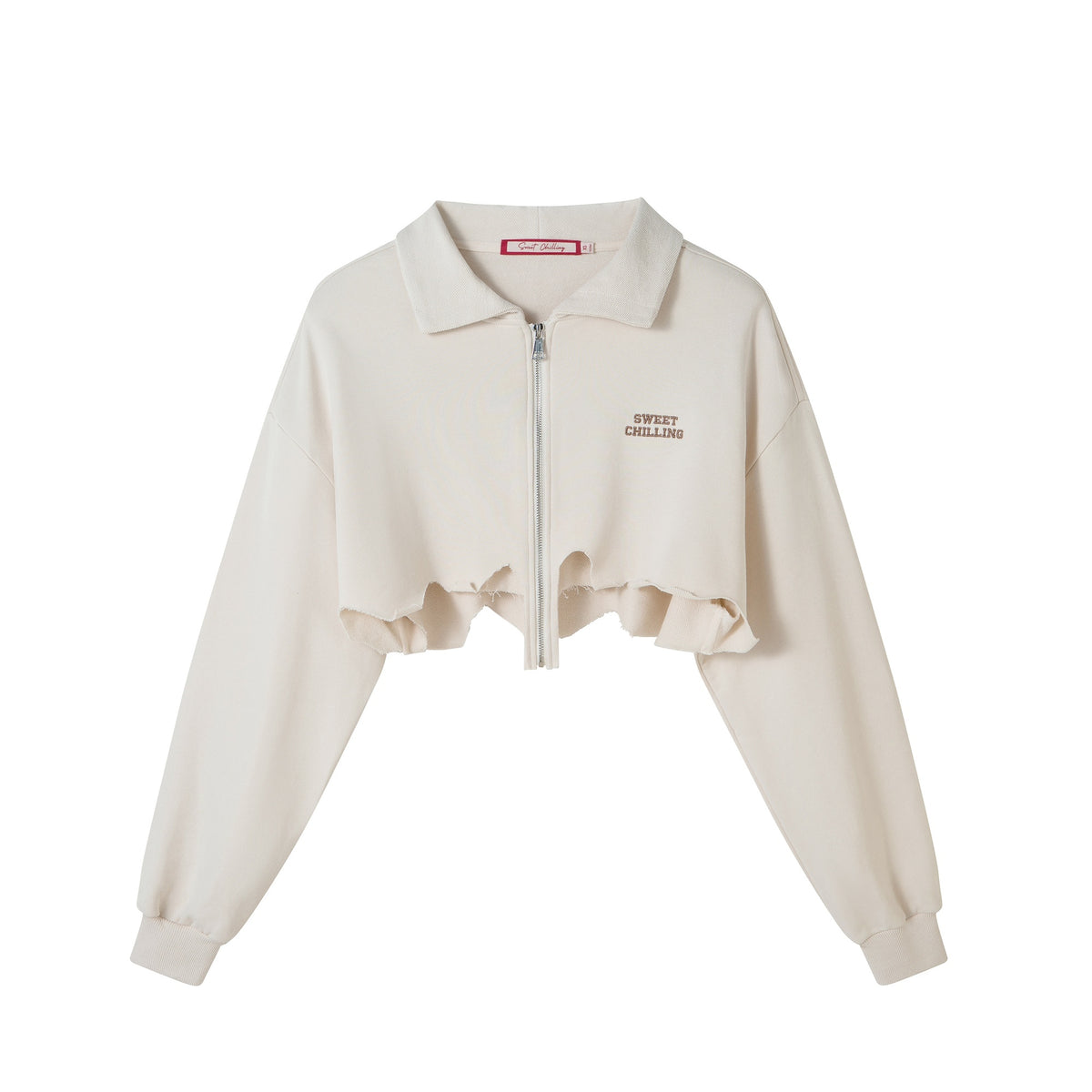 SweetChilling_Zip_Cropped_Hoodie_Elastic_Waist_Women&