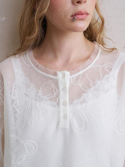 DIDDI MODA Sweet Bow Bear Henley Knit Top