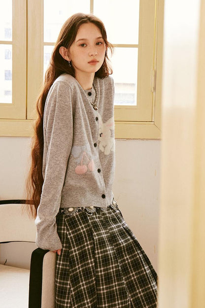 DIDDI MODA Sweet Bunny Cherry Knit Cardigan