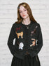 DIDDI MODA Sweet Cool Kitty Print Knit Cardigan