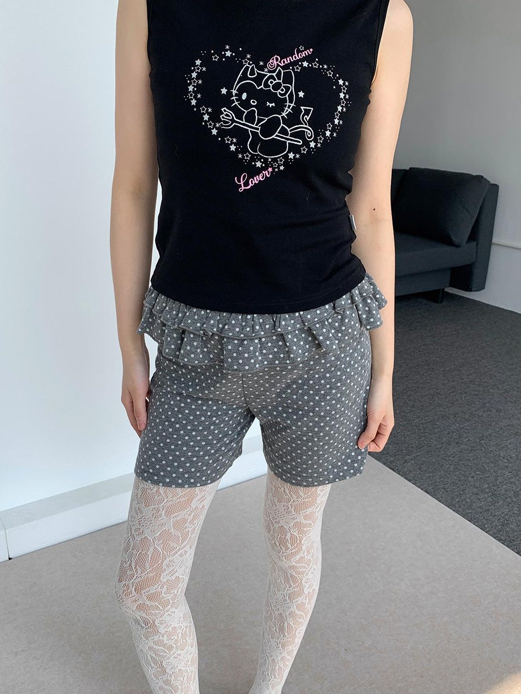atrandom Sweet Cool Sleeveless Hooded Vest 24Ss Print T-Shirt